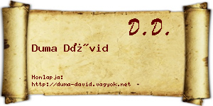 Duma Dávid névjegykártya