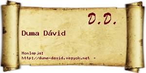 Duma Dávid névjegykártya